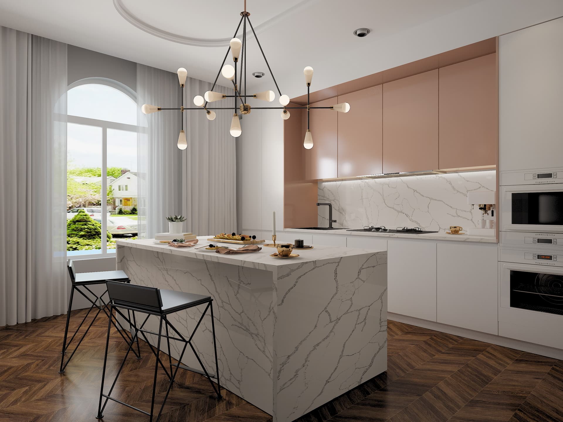 Linnstone Calacatta Silica Free Stone 6020 Vatna White: Gorgeous White with Brown Veins