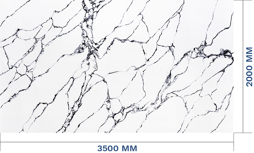 Mega Size quartz slabs measuring 3500 * 2000 mm